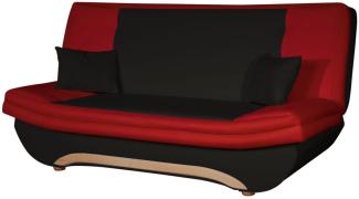 Klick-klack-Sofa Schlafsofa GIANA in Kunstleder Schwarz-Rot