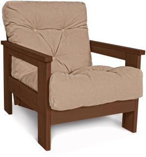 Marior HOME 'MEXICO' Sessel, Buchenholz, Walnussfarbe, Beige