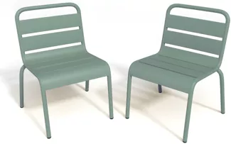 Vente-unique - POPAYAN Gartenessgruppe Metall Grün - B 39 cm x H 55,5 cm x L 43 cm