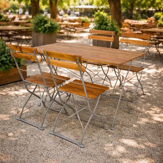 Biergarten Set Klapptisch + 4 Klappstühle Stahl Akazie 120x60cm
