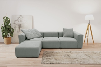 DOMO. collection Ecksofa 800011, Modul-Couch in L-Form, individuell kombinierbar, Cord Sofa, Polsterecke, Eckcouch, Polstergarnitur 301 x 193 x 69 (BxTxH), hellgrau