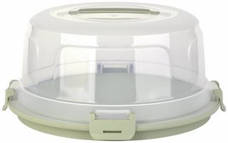 Engelland Kuchentransportbox mit Griff, Deckel und 4-fach Klick-Verschluss, rund, Kunststoff, (36,50 cm x H 17,50 cm, BPA-frei), spülmaschinengeeignet, lebensmittelecht, Stückeinteilungshilfe