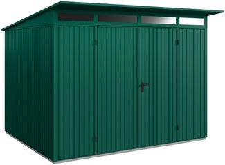 Hörmann Ecostar Metall-Gerätehaus Trend mit Pultdach Typ 3, 238x303 cm , moosgrün, 7,2 m²,2-flüglige Tür