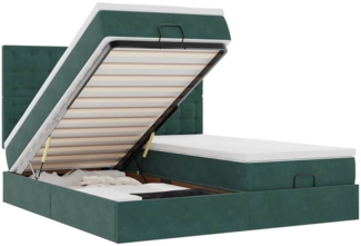 vidaXL Ottoman-Bett mit Matratzen & LEDs Dunkelgrün 200x200 cm Samt 3314666
