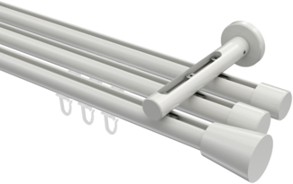 Innenlauf-Gardinenstangen-Set Siteno Sitra 600 cm (geteilt in 3x200 cm), 3-läufig, 20 mm Ø Weiß