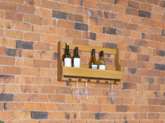 Vente-unique - Wandregal für Flaschen & Gläser - Vintage - Mindi-Holz - 70 x 15 x 40 cm - VIDAGO