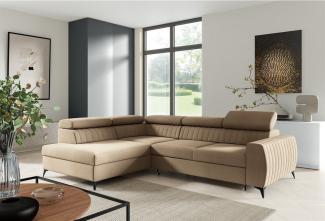 Ecksofa Schlafsofa Sofa TORONTO Stoff Element Beige Ottomane Links