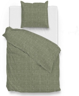 Zo! Home Cotton Bettwäsche 135x200 cm Lino Army green moosgrün meliert uni