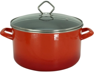 KRÜGER 31724RO Kochtopf 24 cm mit Glasdeckel, Rot-Grau, Stahlemaille