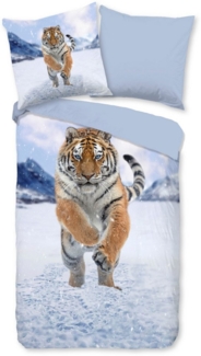 Good Morning Flanell Bettwäsche 155 X 220 cm + 1- 80 X 80 cm Zelda tiger in the snow bunt