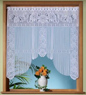 Weckbrodt Scheibengardine Emilia, Stangendurchzug (1 St), halbtransparent, Jacquard, Jacquard, Gardine, Fadengardine, floral, geblümt, HxB: 105x105, Store