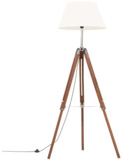 vidaXL Stativlampe Honigbraun und Weiß Teak Massivholz 141 cm 288077