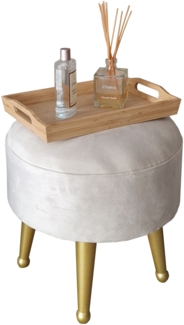 Polsterhocker Laholm Ø 40cm Samt Weiß [en. casa]