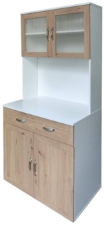 HTI-Living Küchenbuffet Küchenbuffet mit Glasteil Weiß Artisaneiche Blanca (Stück, 1-St, 1 Küchenschrank) Küchenschrank