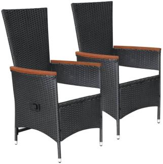 vidaXL Gartenstühle 2 Stk. mit Polstern Poly Rattan Schwarz 47675