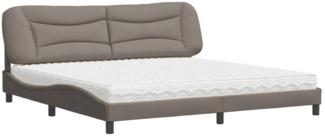 vidaXL Bett mit Matratze "Hvar" Taupe 200x200 cm Stoff 3208559