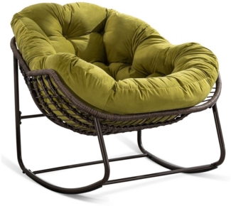 LVHOM Schaukelstuhl mit gepolstertem Kissen, Rattanstuhl mit Stahlrahmen, Lounge Sessel (Großformat B110.5cm x T94.5cm x H80cm,Dicke Kissen,160kg Tragfähigkeit, MEHRE FARBEN MEHRE OPTIONEN! Schaukelsessel umhüllendem Sitzgefühl & hoher Armlehne, 1 St),...