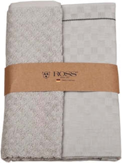 ROSS Geschirrtuch 2er Set 908, 1 Geschirrtuch + 1 Küchenfrottiertuch in einer Banderole, (Set, 2-tlg, 1x 50x70 cm + 1x 50x50 cm), Zwirn Halbleinen Geschirrtuch + Küchenfrottiertuch aus 100% Baumwolle