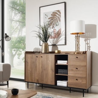 Lomadox Sideboard VAREDO-132, Eiche Nb. Wohnzimmer Möbel im modernen Vintage Design 150/90/45 cm