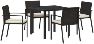 vidaXL Garten Essgruppe 5 pcs Schwarz Poly Rattan 3379234