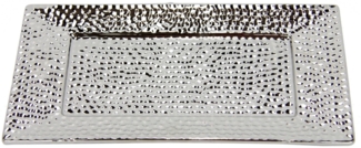 I.GE.A. Dekotablett Keramik-Schale (1 St), eckig Dekoschale silber Tablett Weihnachtsdeko Deko Advents-Tablett