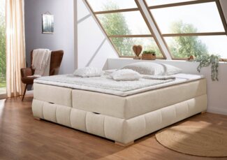 OTTO home Boxbett Wehma, ohne Kopfteil, inklusive Topper und Bettkasten