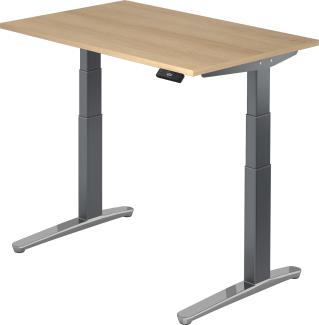 bümö elektrisch höhenverstellbarer Schreibtisch 120x80 cm mit Memory-Steuerung - Design Schreibtisch höhenverstellbar elektrisch, elektrischer Schreibtisch Eiche, Gestell graphit/alu, XBHM12-E-GC