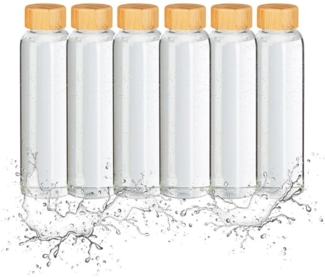6x Trinkflasche mit Bambusdeckel 500ml