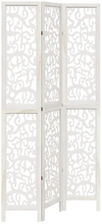 vidaXL 3-tlg. Raumteiler Weiß Massivholz Paulownia 358736