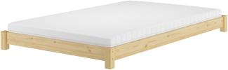 Breites, flaches Futonbett Einzelbett 120x200 Kiefer massiv V-60.51-12Rollrost und Matratze inkl.