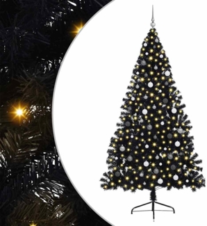 vidaXL Künstlicher vorbeleuchteter Weihnachtsbaum Schwarz 240 cm PVC 3397166
