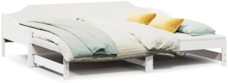vidaXL Tagesbett Ausziehbar Weiß 90x190 cm Massivholz Kiefer 850909