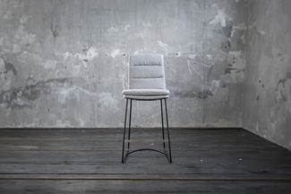 KAWOLA Barhocker Vince, Stuhl Thekenhocker Microfaser hellgrau