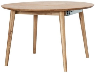 Massivart® Esstisch MATTI 120 cm x 120 / rund / ausziehbar /Wildeiche geölt, Tischplattenstärke 25 mm / Massivholztisch