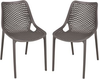 Gartenstuhl 2er Set ERIK - Kunststoff, Anthrazit | Gartenstühle Wetterfest Essstühle Outdoor Terrasse