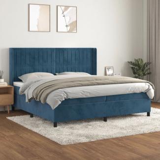 vidaXL Boxspringbett mit Matratze Dunkelblau 200x200 cm Samt 3132823