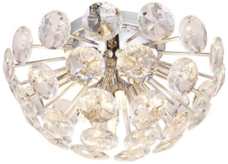 Deckenleuchte, Glas silber, K9 Kristalle, G9, D 39 cm