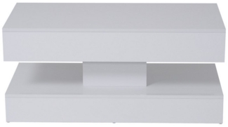 JOIVI Couchtisch Couchtisch im Hochglanz Moderner Kaffeetisch mit 2 Schuhbladen (Wohnzimmertisch in 100 x 50 x 45 cm), Sofatisch für Wohnzimmer, Schlafzimmer, Büro, Weiß