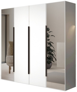 Compleo Kleiderschrank mit 4 Türen, Drehtürenschrank, Garderobenschrank mit Spiegel