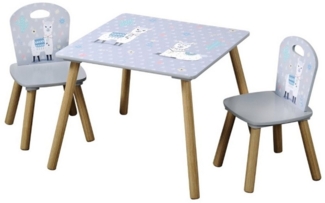 Kesper | Kindertisch Set mit 2 Stühlen | Material: Faserplatte/Holz | Farbe: Alpaka Grau