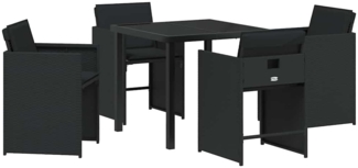 vidaXL Garten Essgruppe mit Kissen 5 pcs Schwarz Poly Rattan 3379976