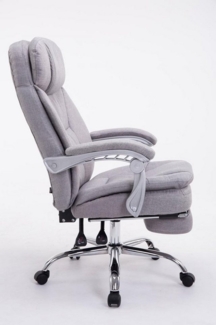 TPFLiving Bürostuhl Troja mit bequemer Rückenlehne - höhenverstellbar und 360° drehbar (Schreibtischstuhl, Drehstuhl, Chefsessel, Bürostuhl XXL), Gestell: Metall chrom - Sitz: Stoff grau