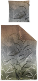 Irisette Wave Mako-Satin Bettwäsche 135x200 Gräser Halme rost grau oliv 8641-90