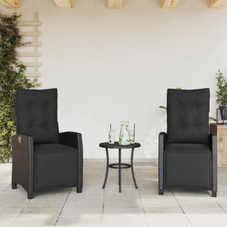 vidaXL Gartensessel mit Fußteil 2 Stk. Verstellbar Schwarz Poly Rattan 365241