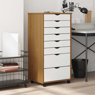 vidaXL Rollschrank mit Schubladen MOSS Honigbraun Massivholz Kiefer 4015789