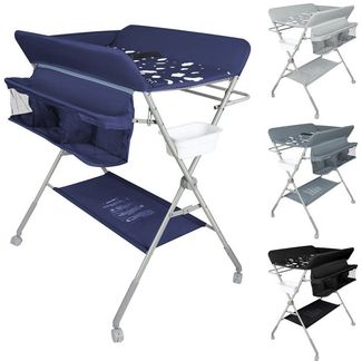 JEOBEST Wickeltisch Mobiler Wickelkommode Klappbar( Neues Upgrade! ) Weich, Wasserdicht und Höhenverstellbar,mit Sicherheitsgurt und Ablagefächern