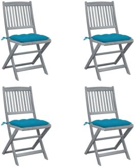 vidaXL Klappbare Gartenstühle 4 Stk. mit Kissen Massivholz Akazie 3064582