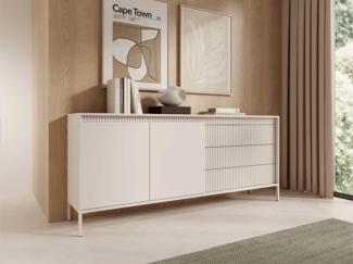 Vente-unique - Sideboard mit 3 Schubladen & 2 Türen - MDF - Beige - NURSEMA