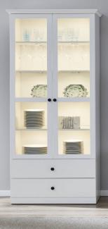 trendteam Stauraumvitrine Baxter (Vitrinenschrank in Landhaus weiß, 2-türig, 81 x 196 cm) mit Schubladen