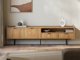 Beautysofa TV-Schrank Evron mit 2 Schubladen, 2 Türen und offene Ablage (zwei moderne Farben zur Auswahl) Breite: 200 cm